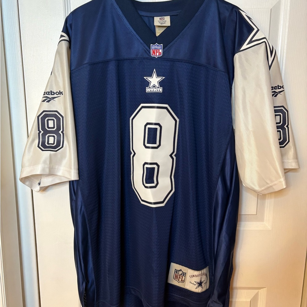 Troy Aikman authentic NFL Reebok Blue and White Football Jersey stitched #’s